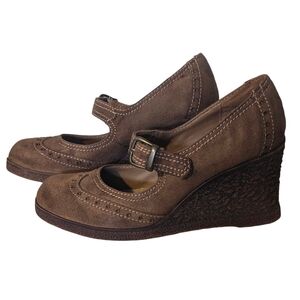 LOWER EAST SIDE VTG Y2K Womens 9 Platform Wedge Clog Oxford Loafer Adj Strap